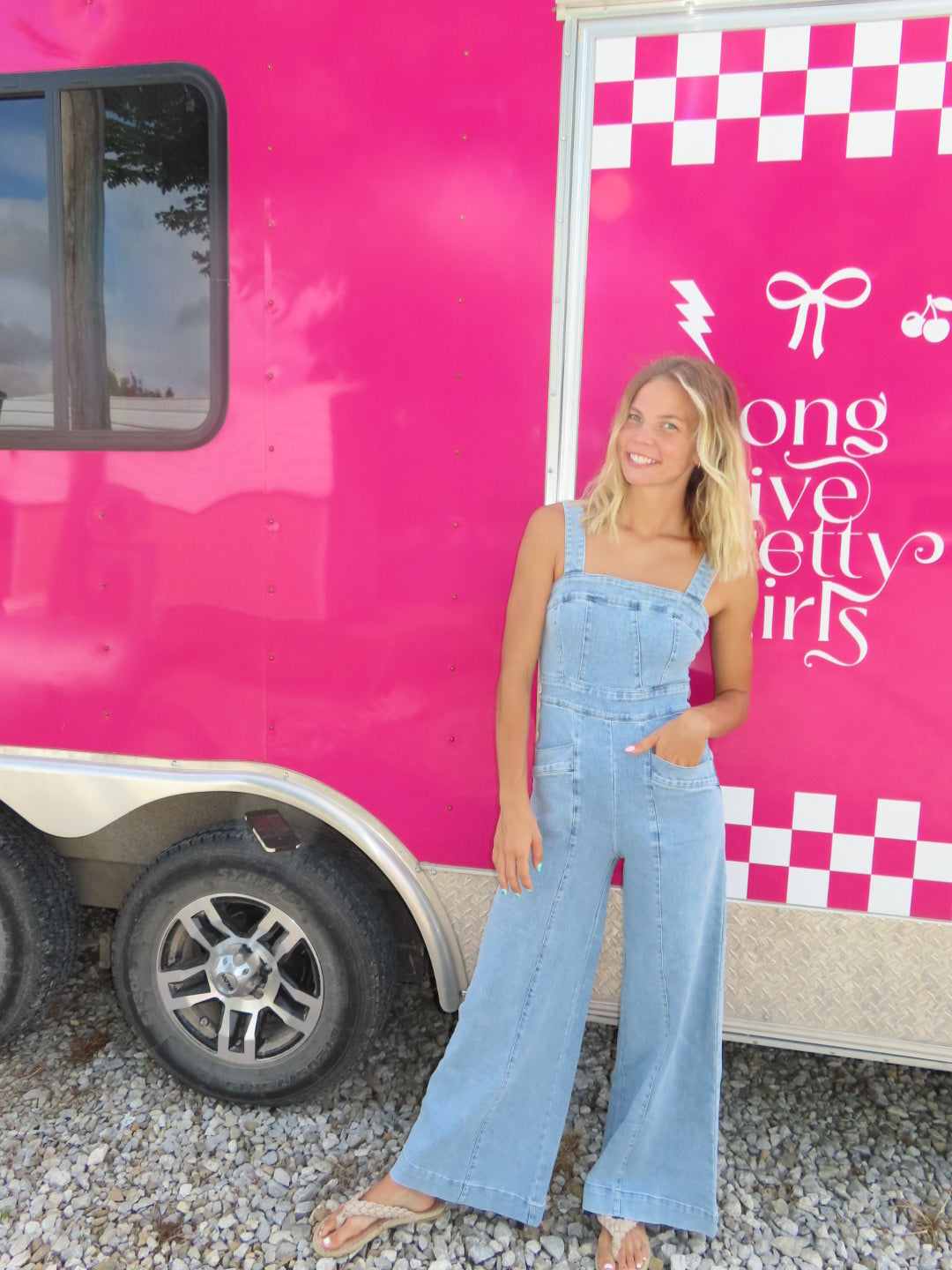 Lainey Wide Leg Denim Jumpsuit