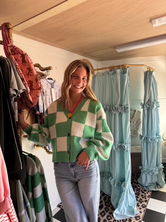 Checkered Green Cardigan