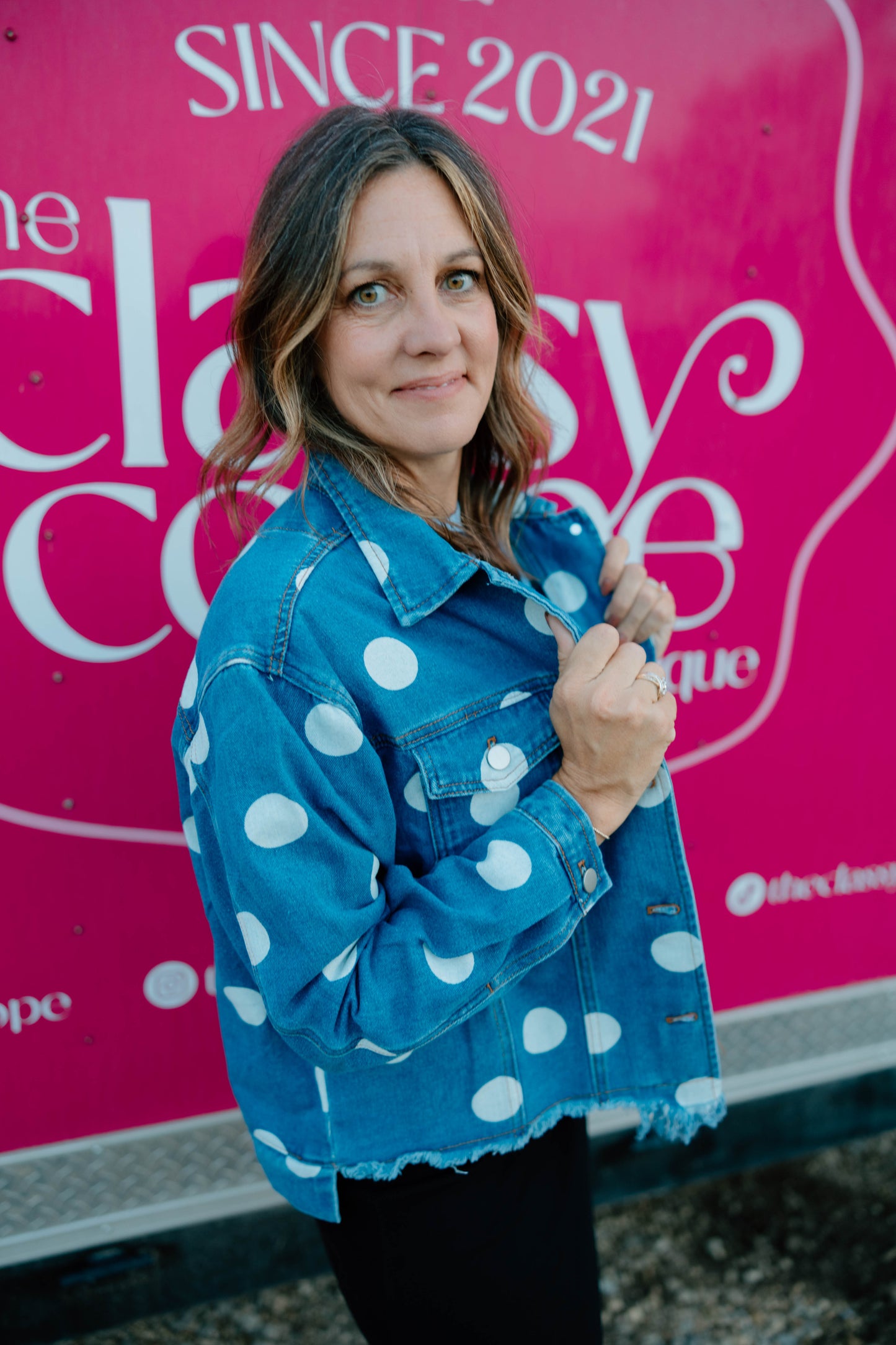 Annie Polka Dot Jean Jacket