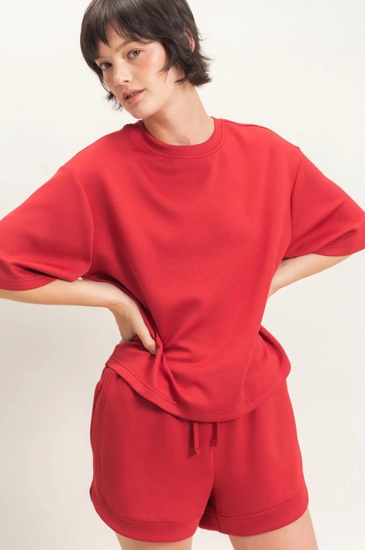 Buttery Soft Loose Fit Tee-Dark Cherry