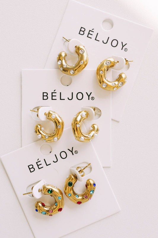 Ebby Crystal Hoop Earrings: COLORFUL