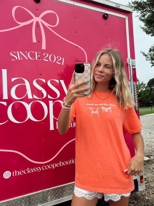 Meet Me At The Lake T-shirt| Coral
