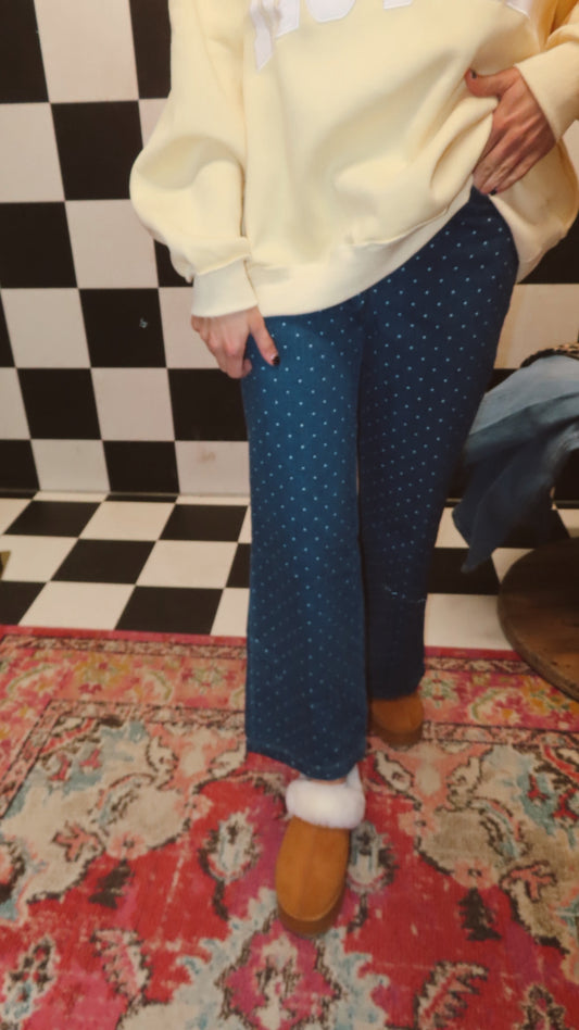 Polka Dot Mid Rise Jeans