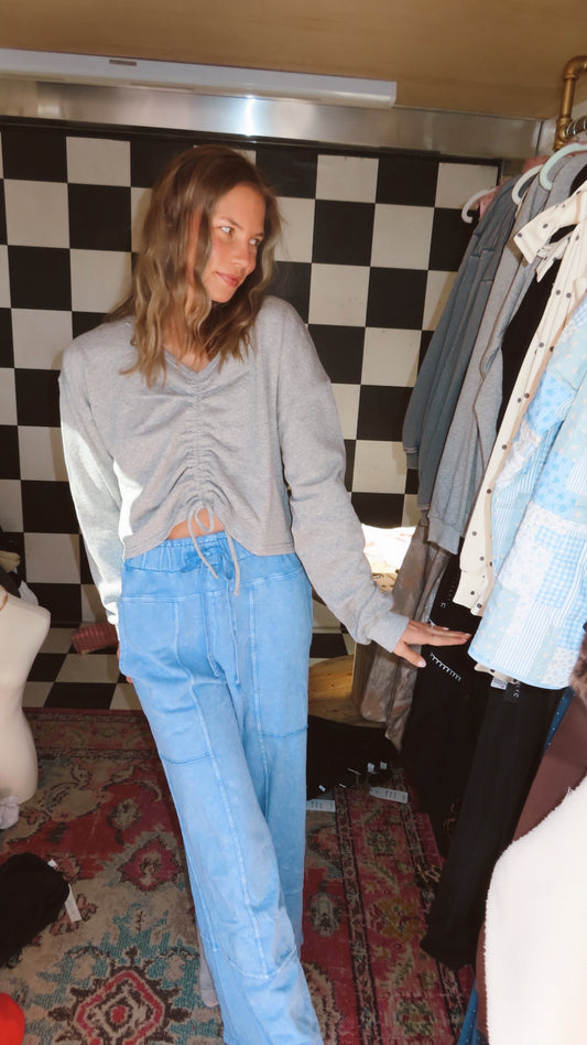 Peri Blue Wide Leg Mineral Washed Pants