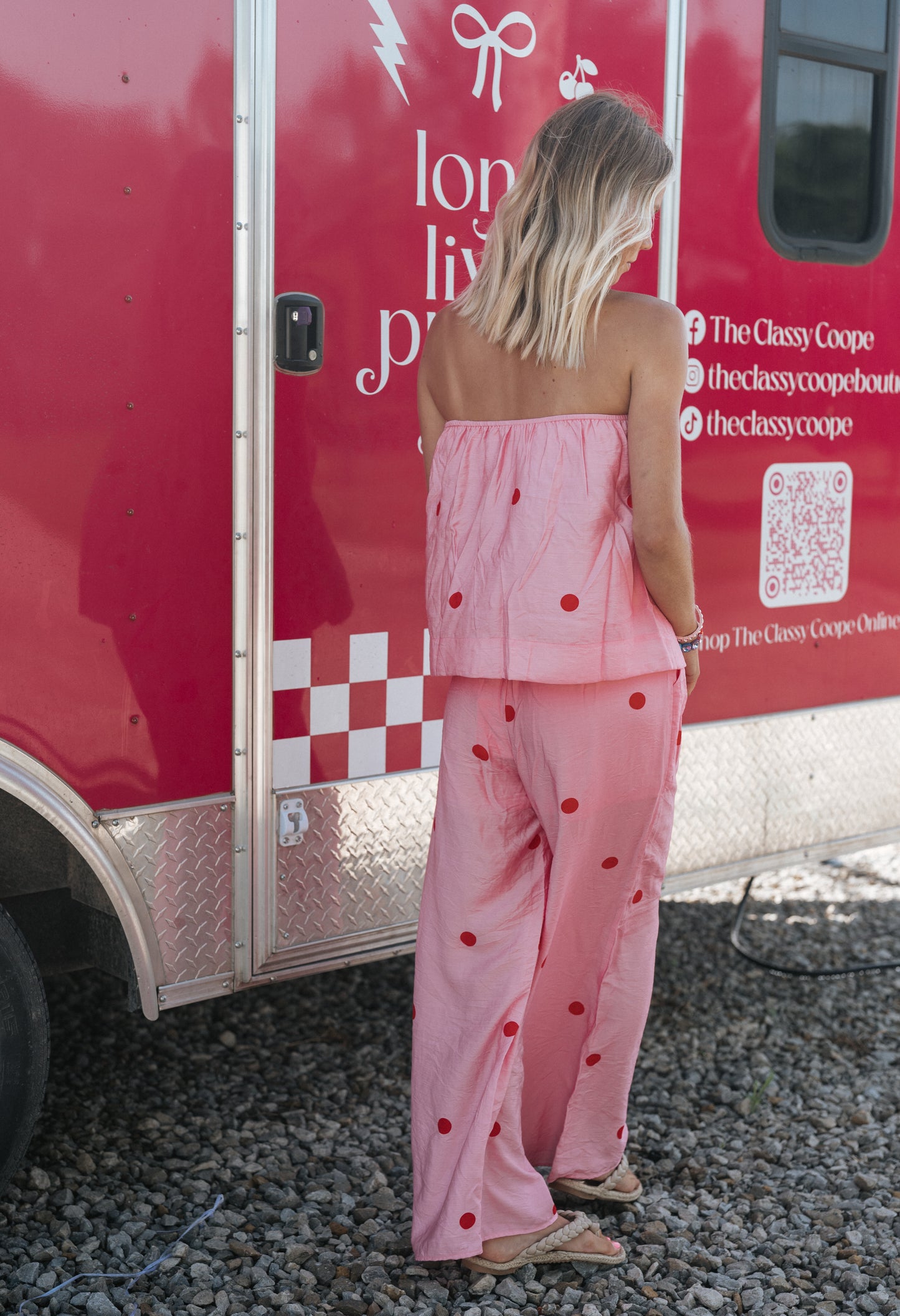 PINK FLAMINGO POLKA DOT PANT SET