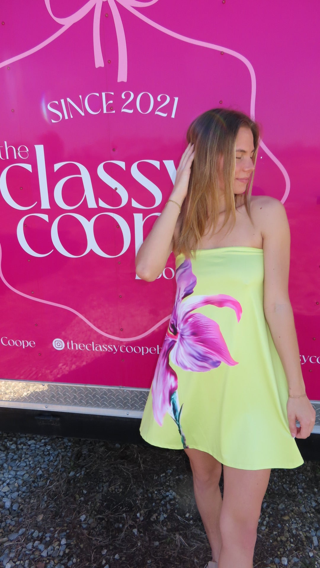 Flowy Strapless Flower Dress