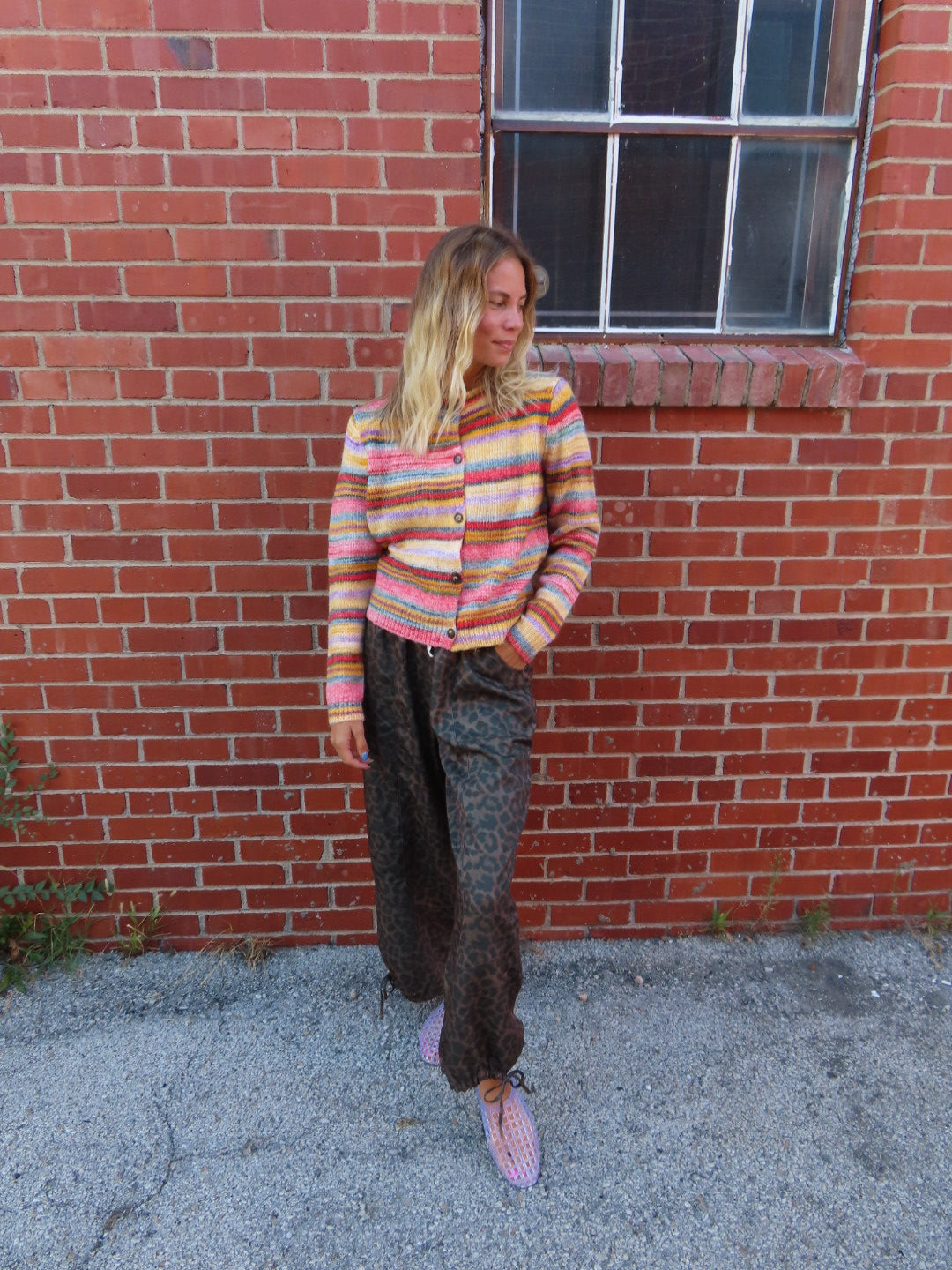 Space Dye Multicolored Stripe Cardigan