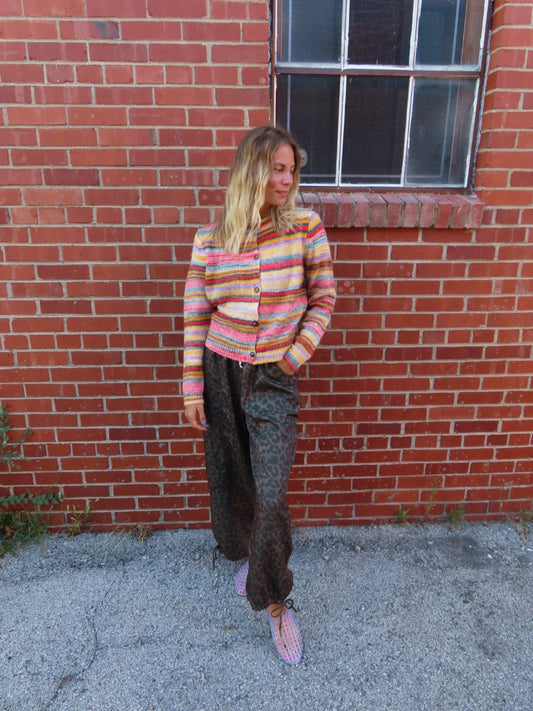 Space Dye Multicolored Stripe Cardigan