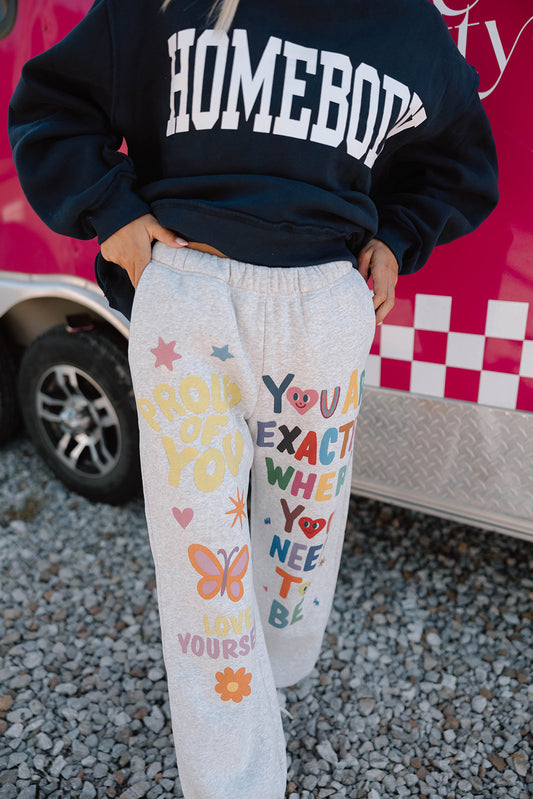 GREY INSPIRATIONAL GRAPHIC JOGGER SWEATPANTS