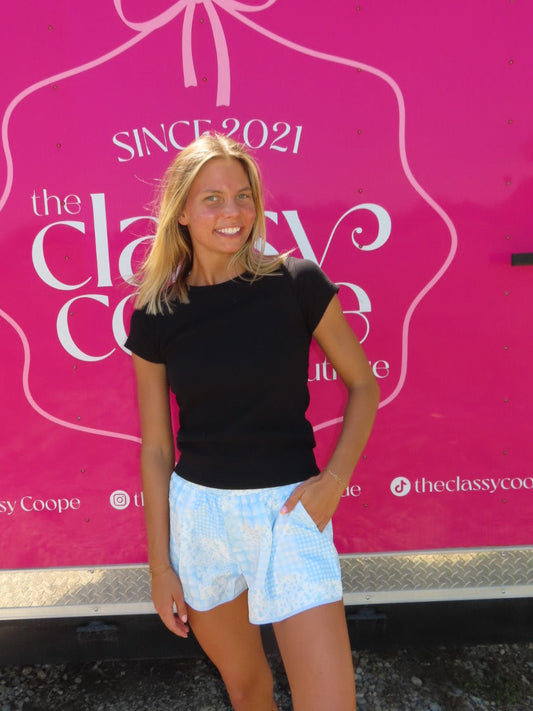 Patchwork Blue Athletic Shorts
