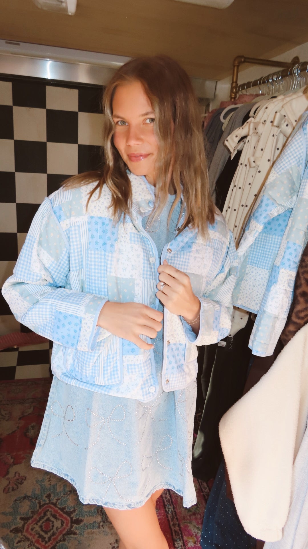 Blue Patchwork Quilted Jacket