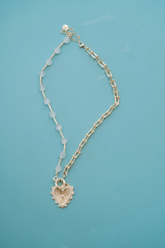 Bead & Link Heart Necklace