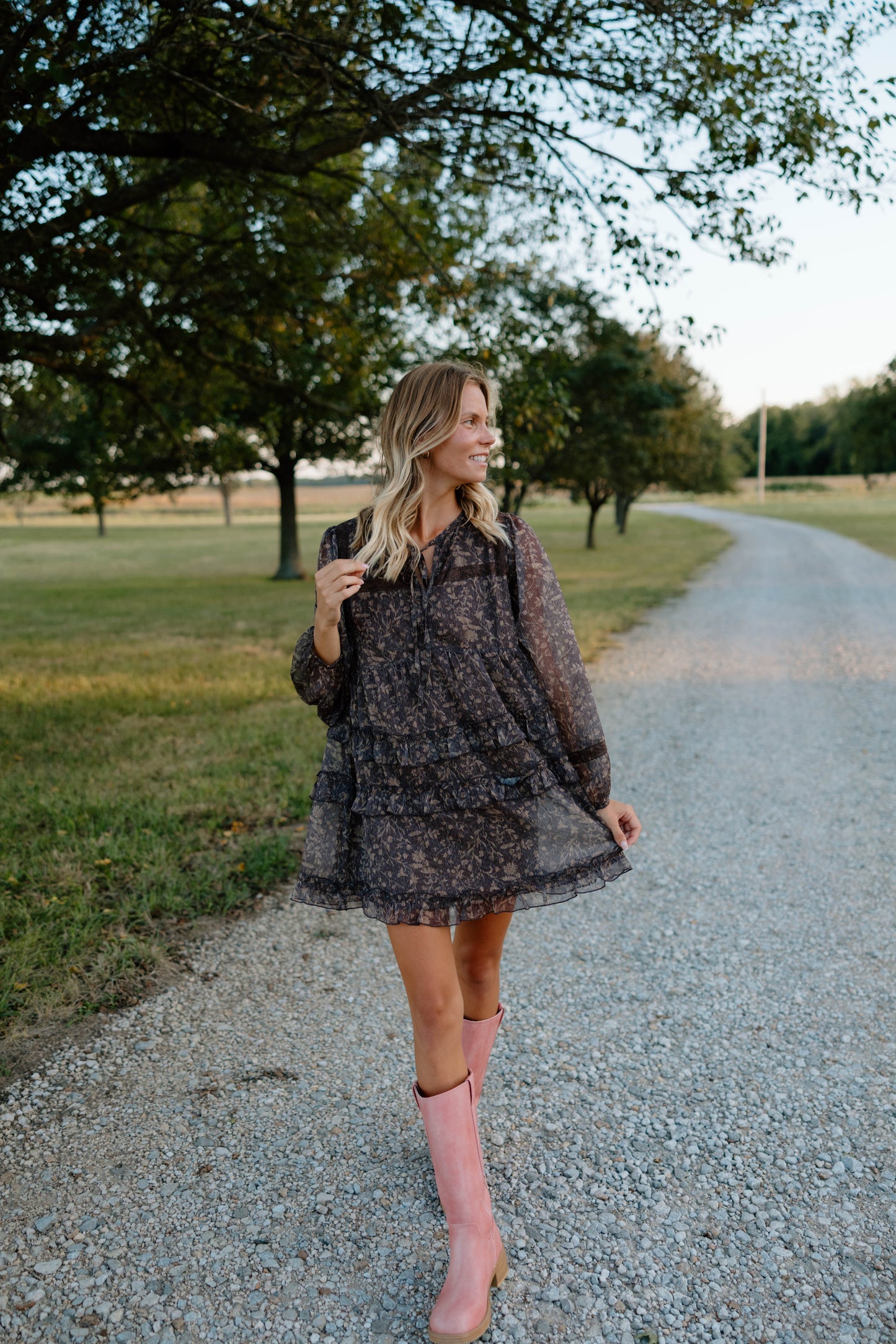 Fallin For You Brown Floral Mini Dress