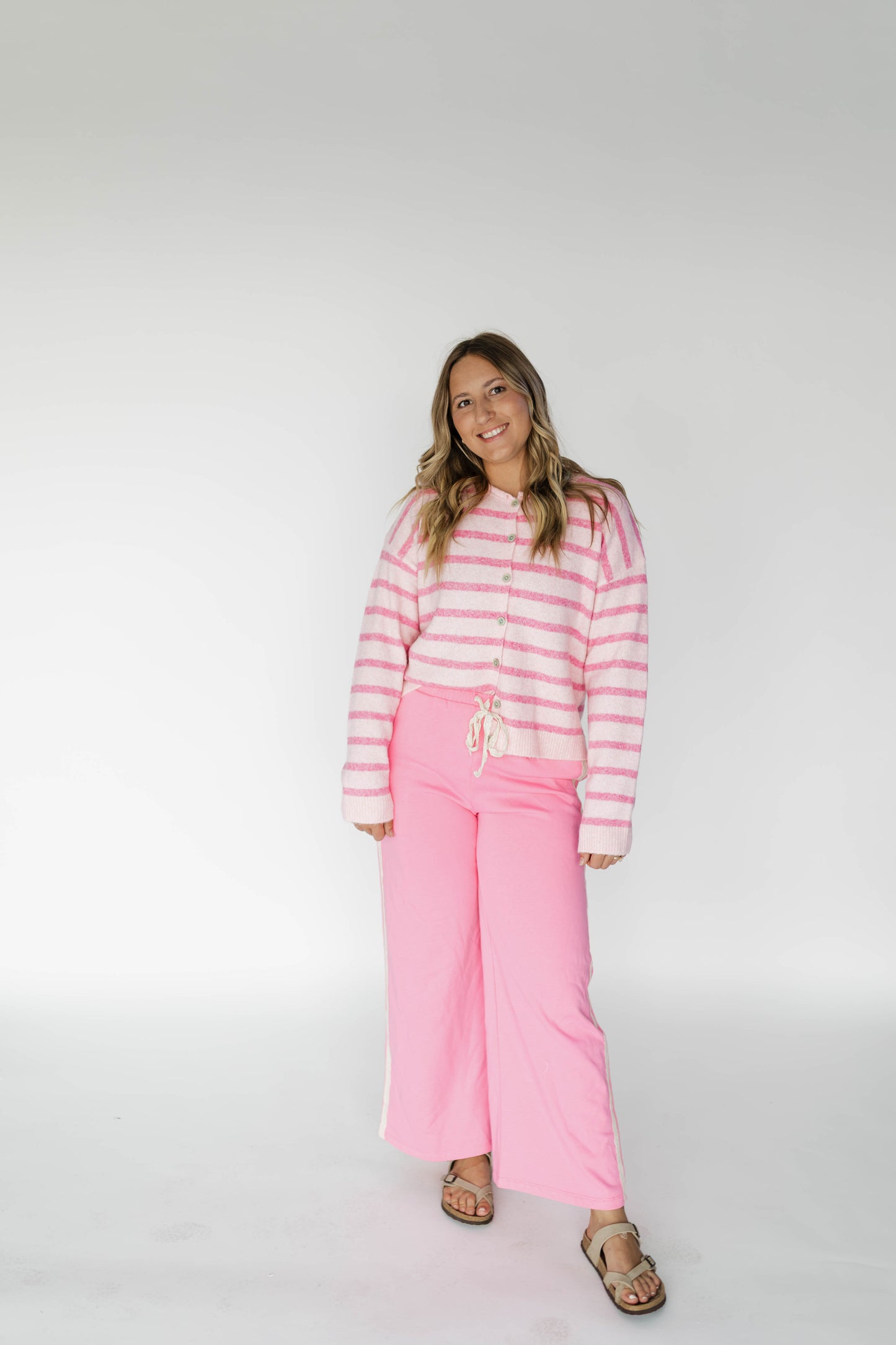 Classy Girl Pink Stripe Cardigan