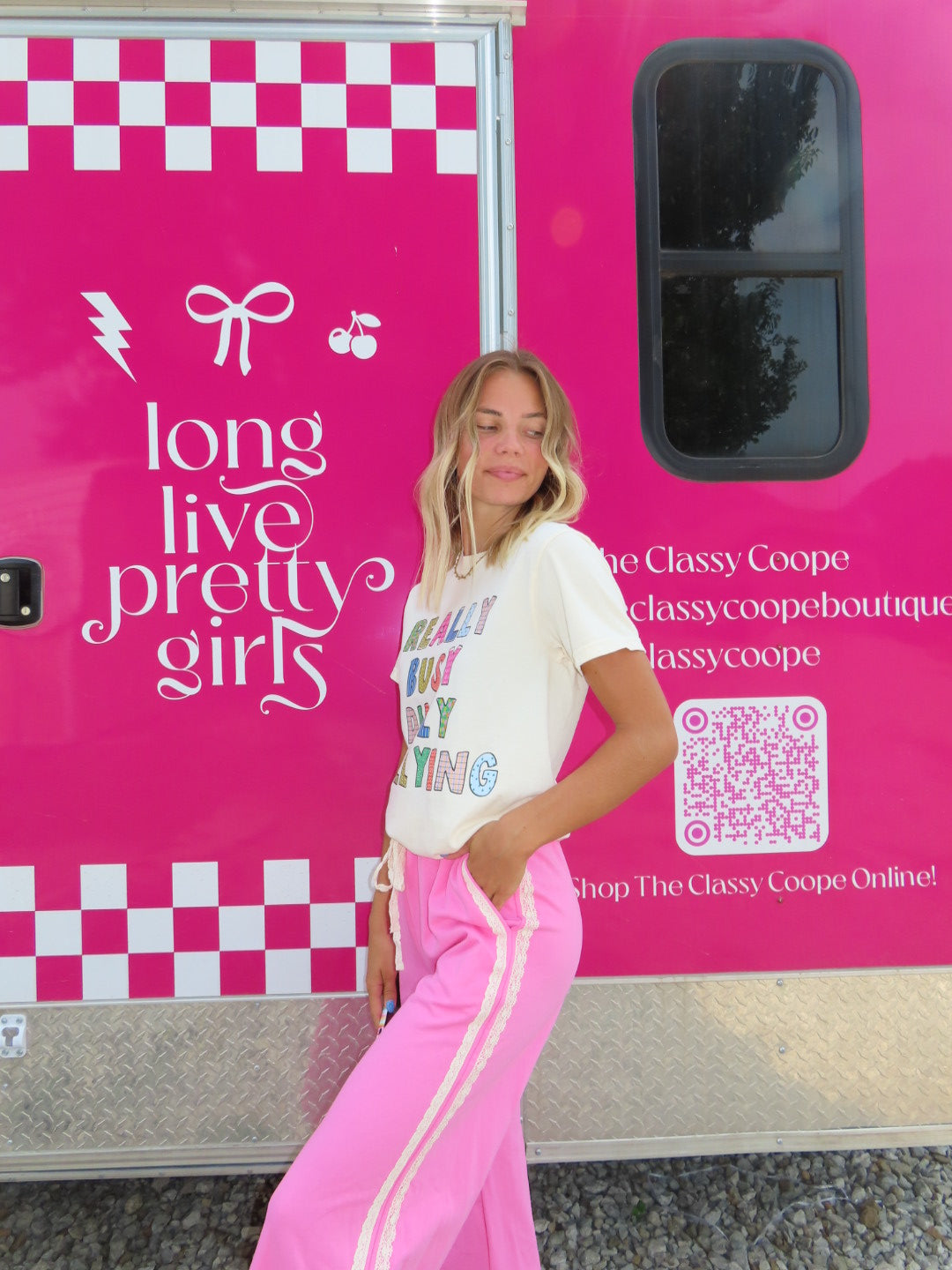 Lace Track Pants-Hot Pink