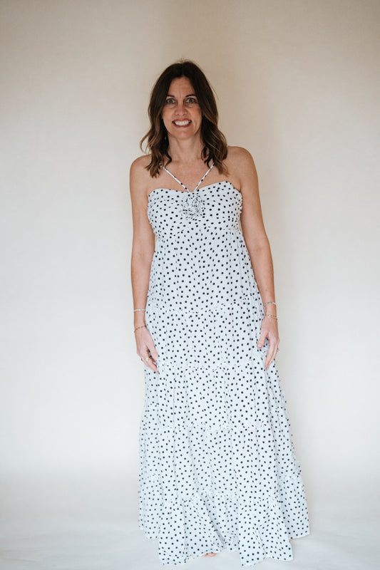 Polka Dot Halter Maxi Dress