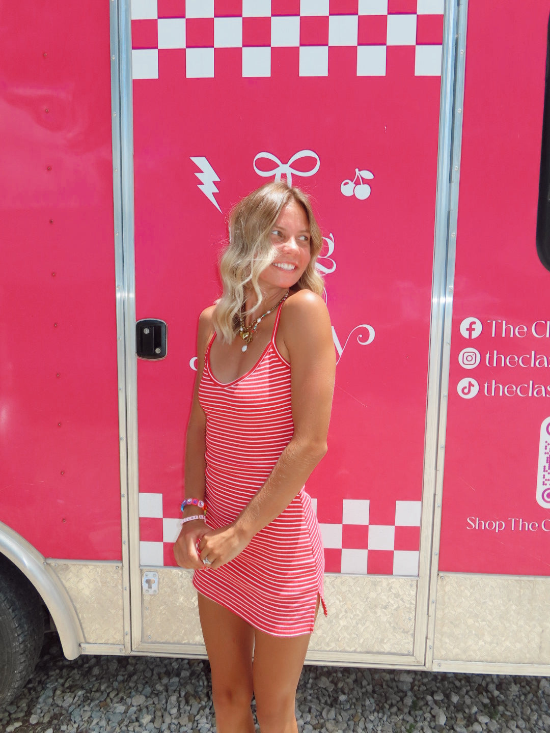 Bailey Rose Red Stripe Dress