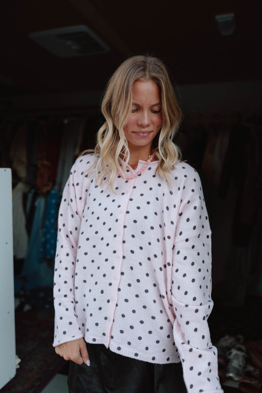 Polka Dot Party Cardigan-pink