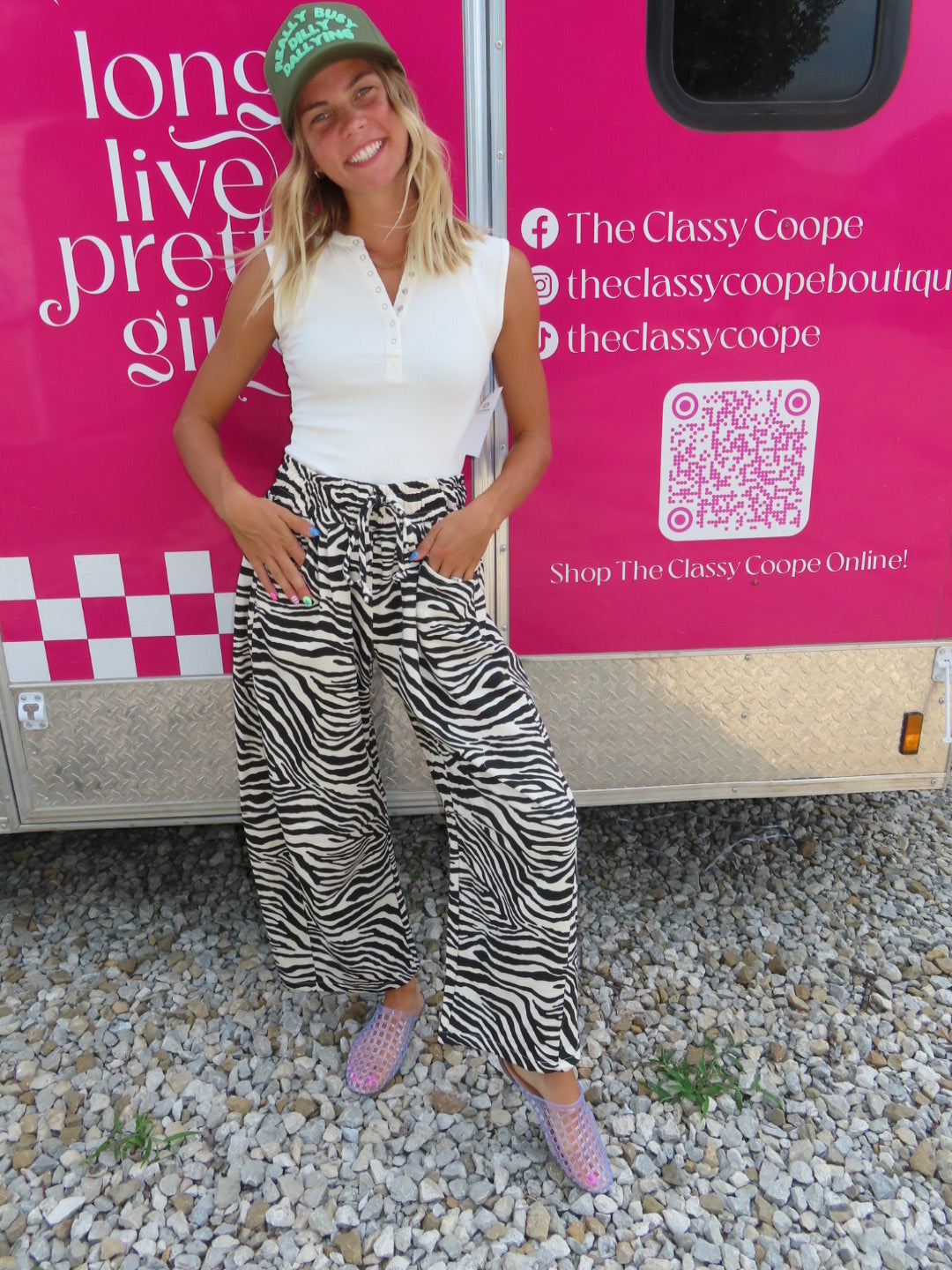 Zebra Print Barrel Sweatpants