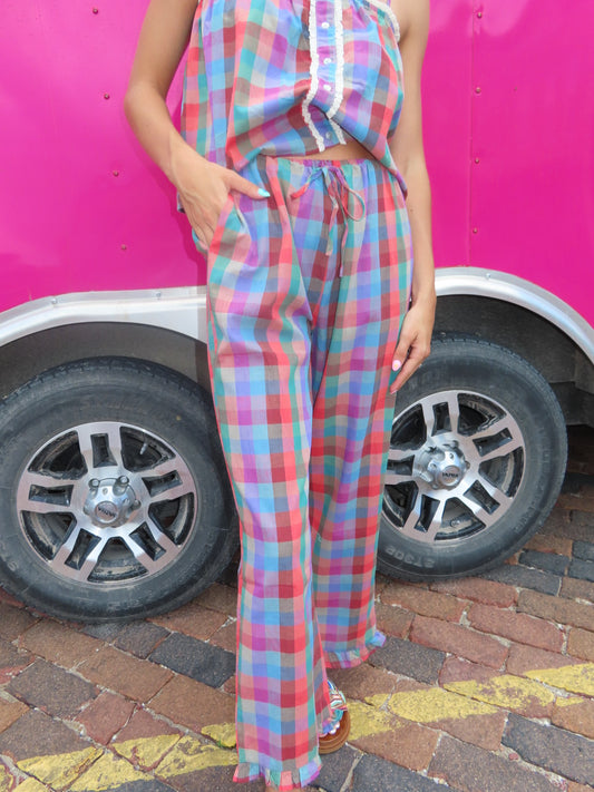 Party Plaid Ruffle Pants
