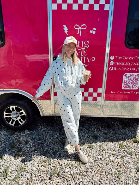 Saturday Cozy Polka Dot Sweat Set