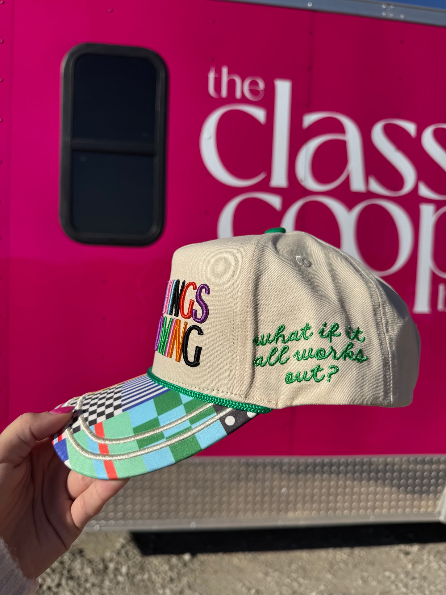 Good Things Are Coming Puff Embroidered Trucker Hat