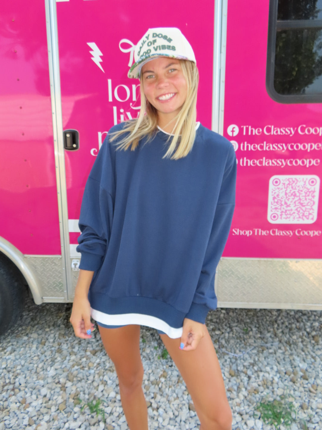 Kate Layered Sweatshirt in Navy