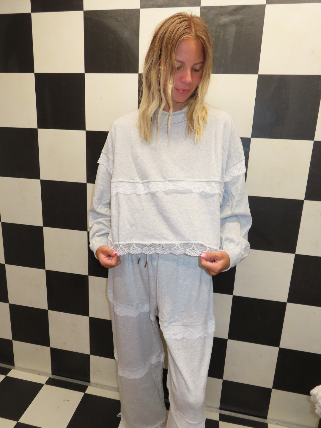 Girlie Grey Mockneck Sweatshirt