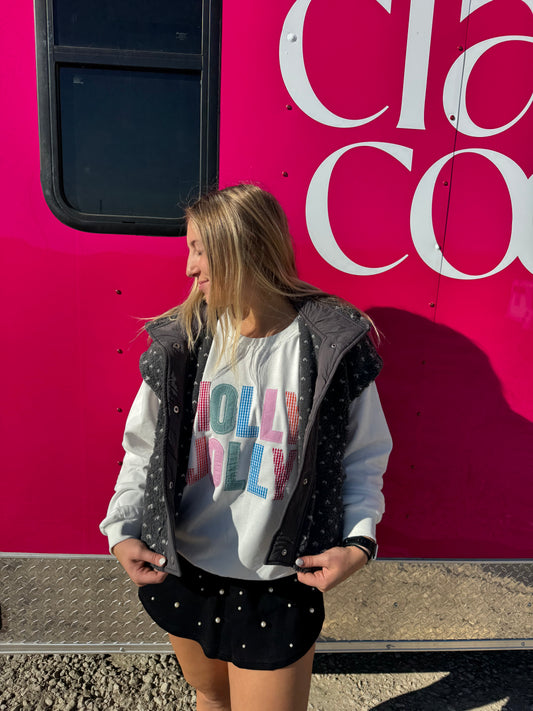 Fuzzy Polka Dot Vest Jacket