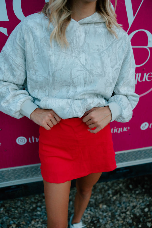 Red Ribbed Skort