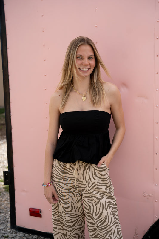 Strapless Smocked Bubble Top