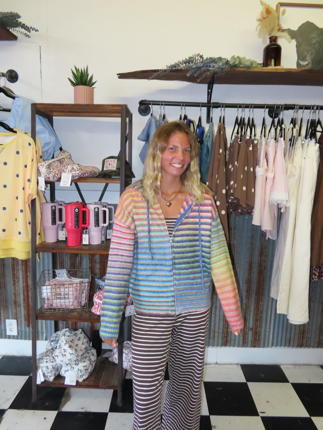 Rainbow Land Stripe Zip Sweater Hoodie