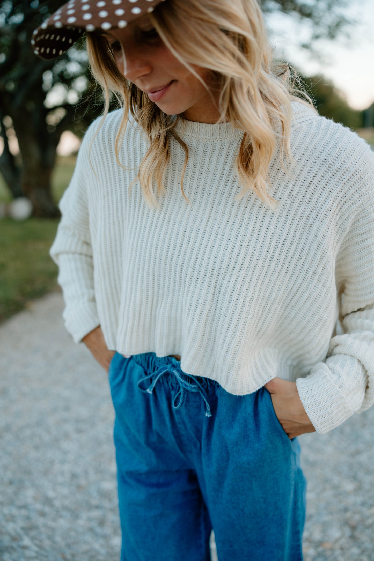 Hattie Oversized Cropped Sweater-Cream