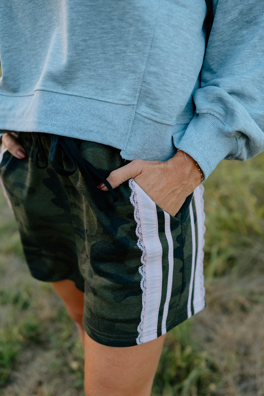 Cool Girl Camo Lace Shorts