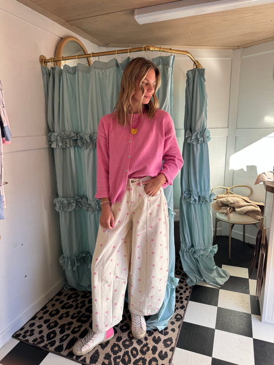 Perry Pink Polka Dot Barrel Pants
