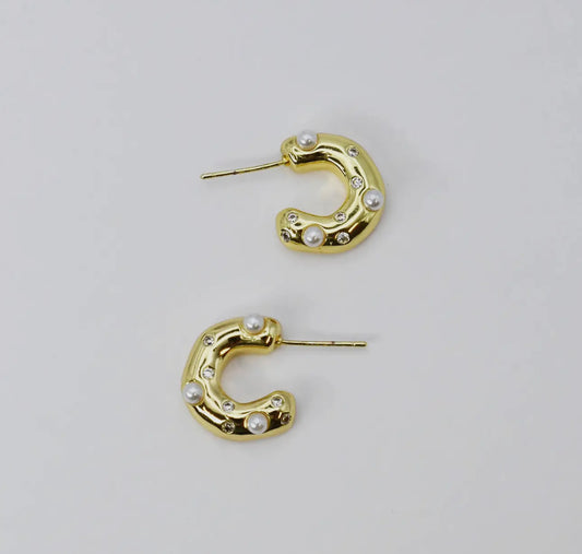 Gleaming C Huggie Earrings