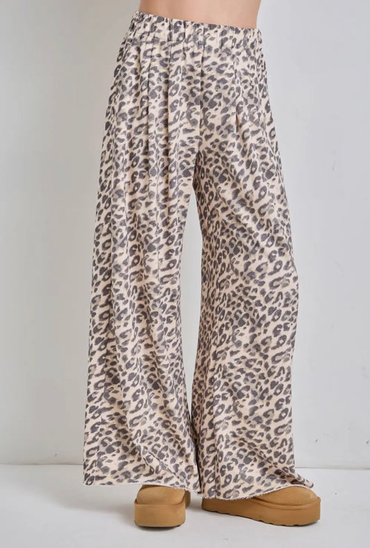 Leopard Print Wide Leg Lounge Pants