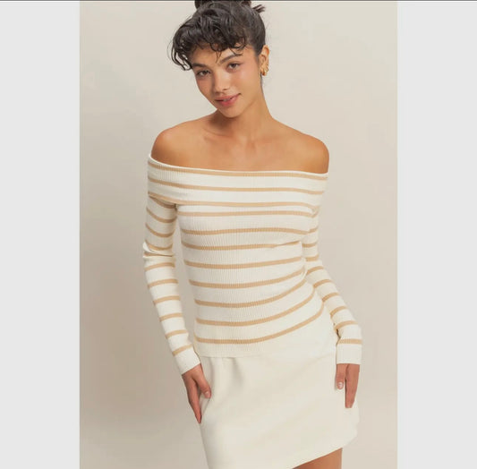 DOORBUSTER Stripe off the shoulder top