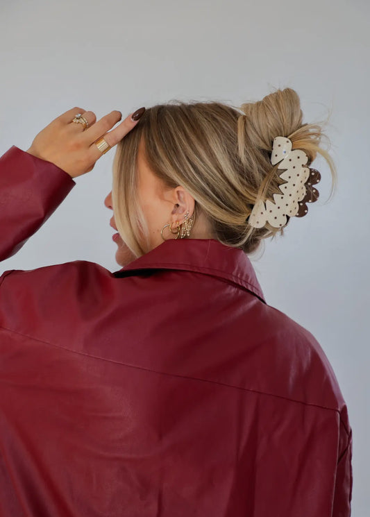 Brown & Cream Claw Clip