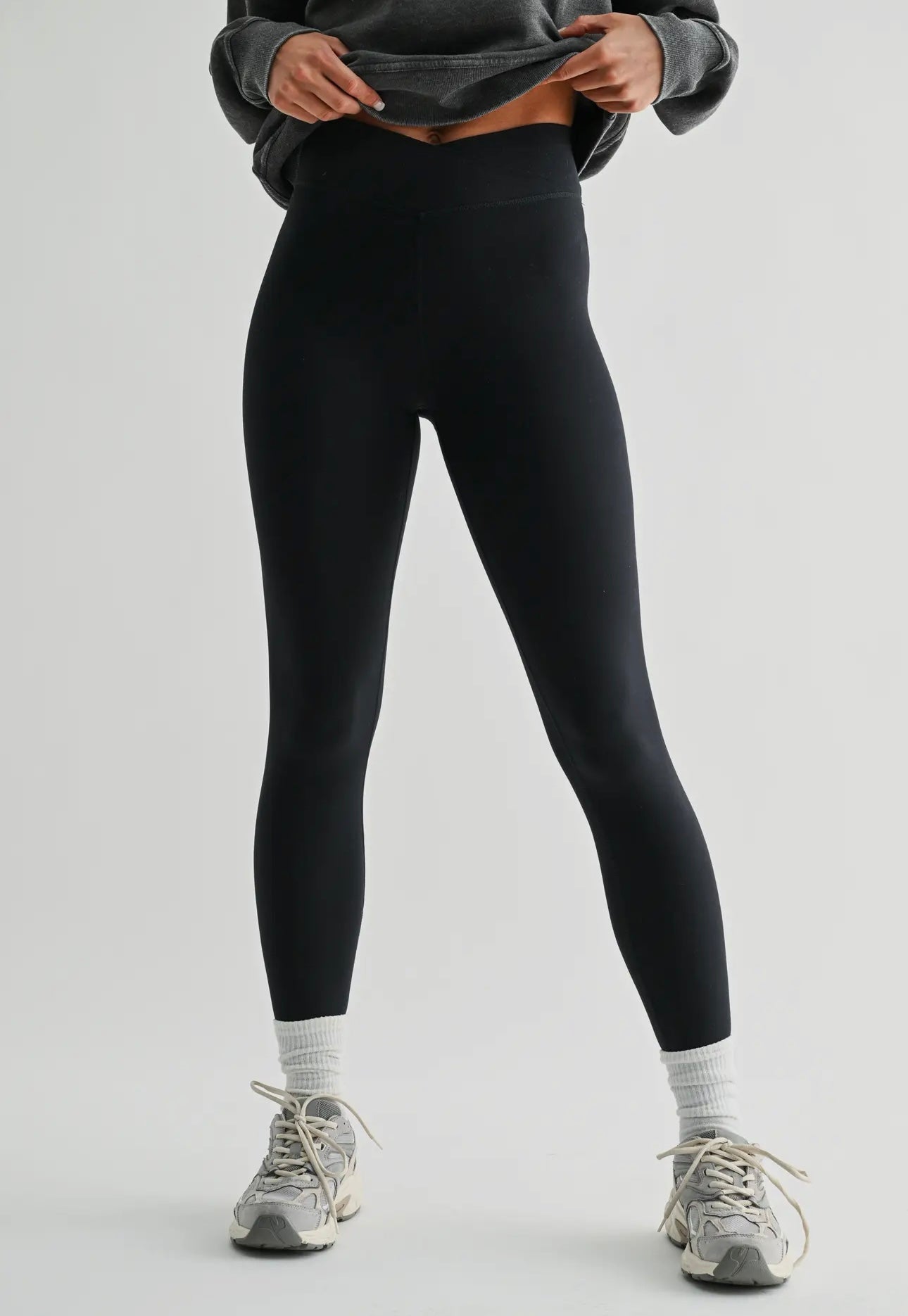 Venice Crossover Waist Leggings-Black