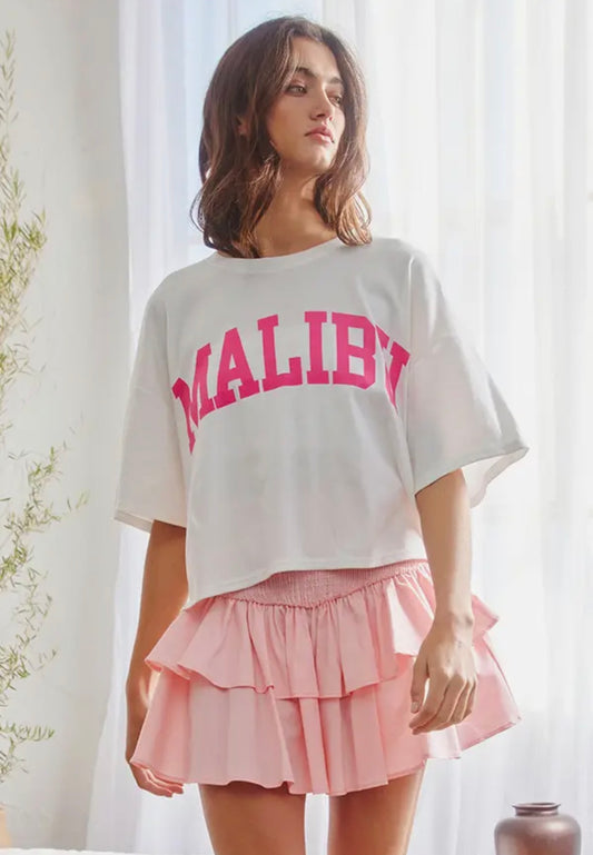 Malibu Graphic Tee-Pink