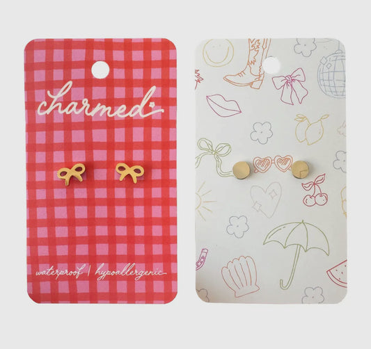 Bow Earrings Stud Screw Back