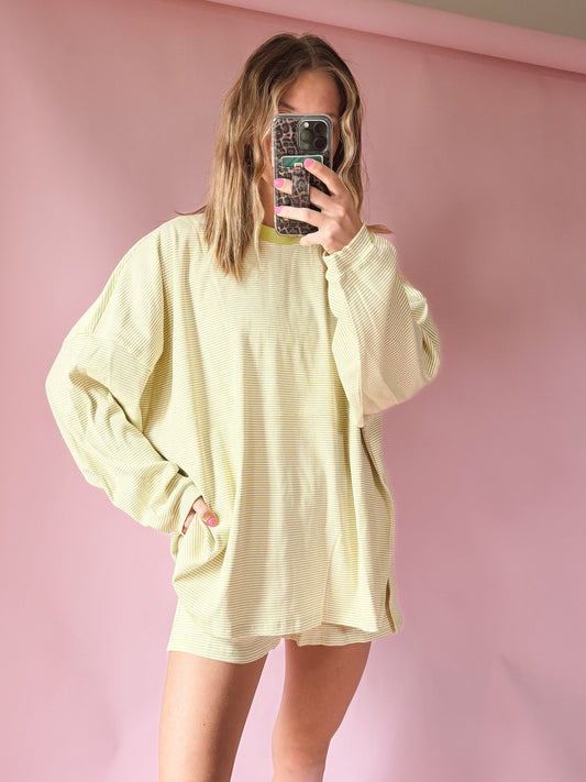 GIMME MORE STRIPE TOP - MOSS