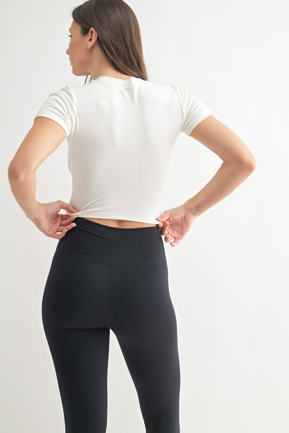 DAILY DEAL- MicroRibbed Athleisure Baby Tee White