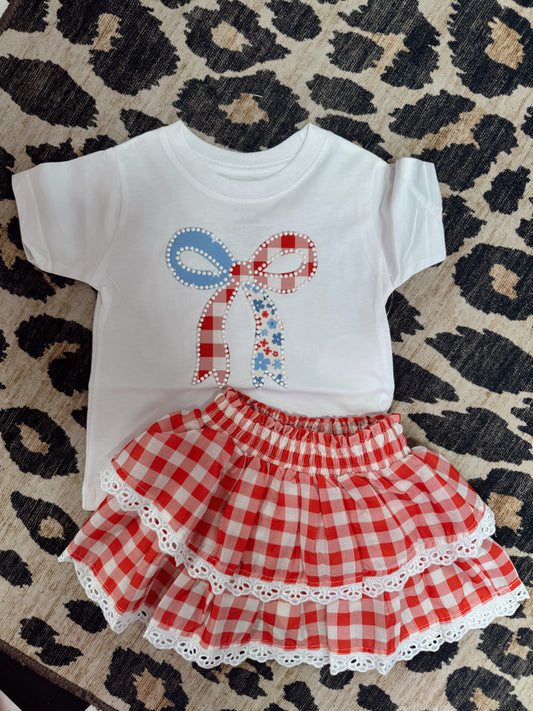 Patchwork Bow T-shirt-Toddler