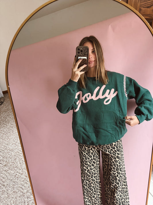 Pine 'Jolly' Graphic Contrast Stitching Sweatshirt