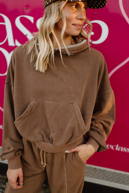 Brown Cropped Hoodie