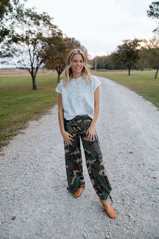 The Free Camo Tie Wide Leg Pants