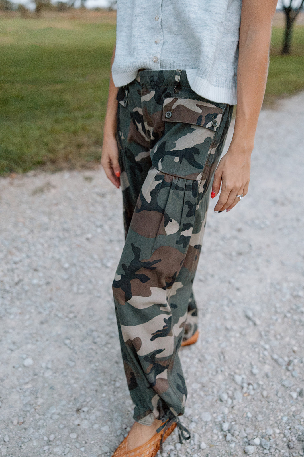 The Free Camo Tie Wide Leg Pants