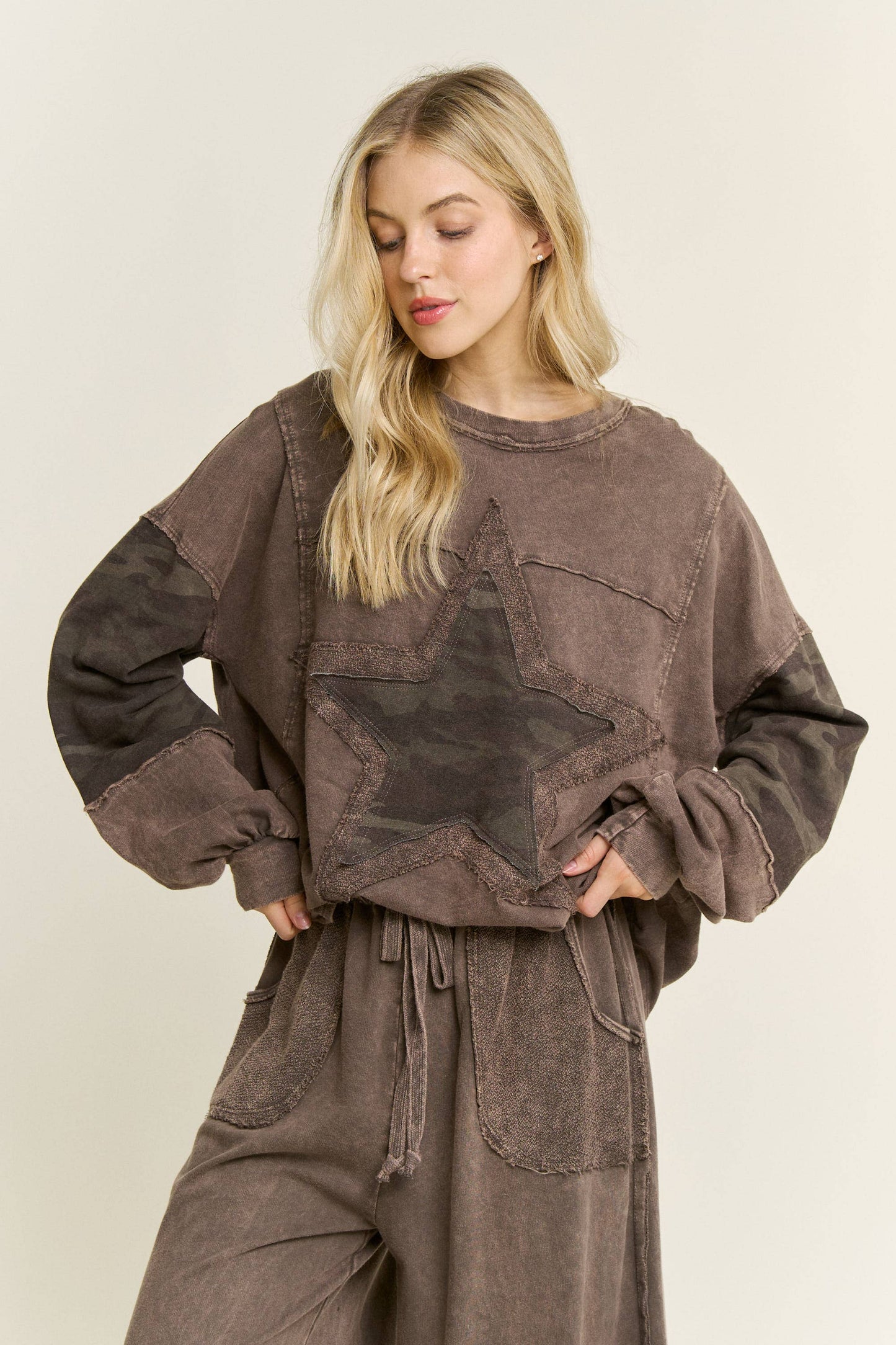 MineralWash Camo Star Terry Sweatshirt Top